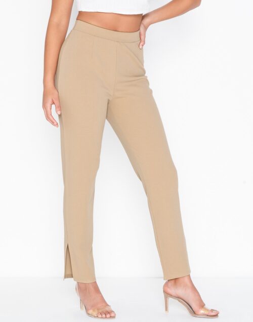 Beige slit pants