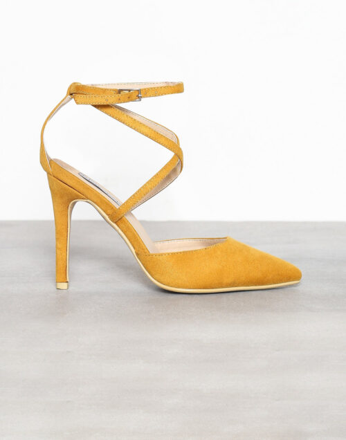 Yellow suede heels